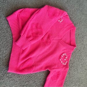 Pink heart pearl sweater
